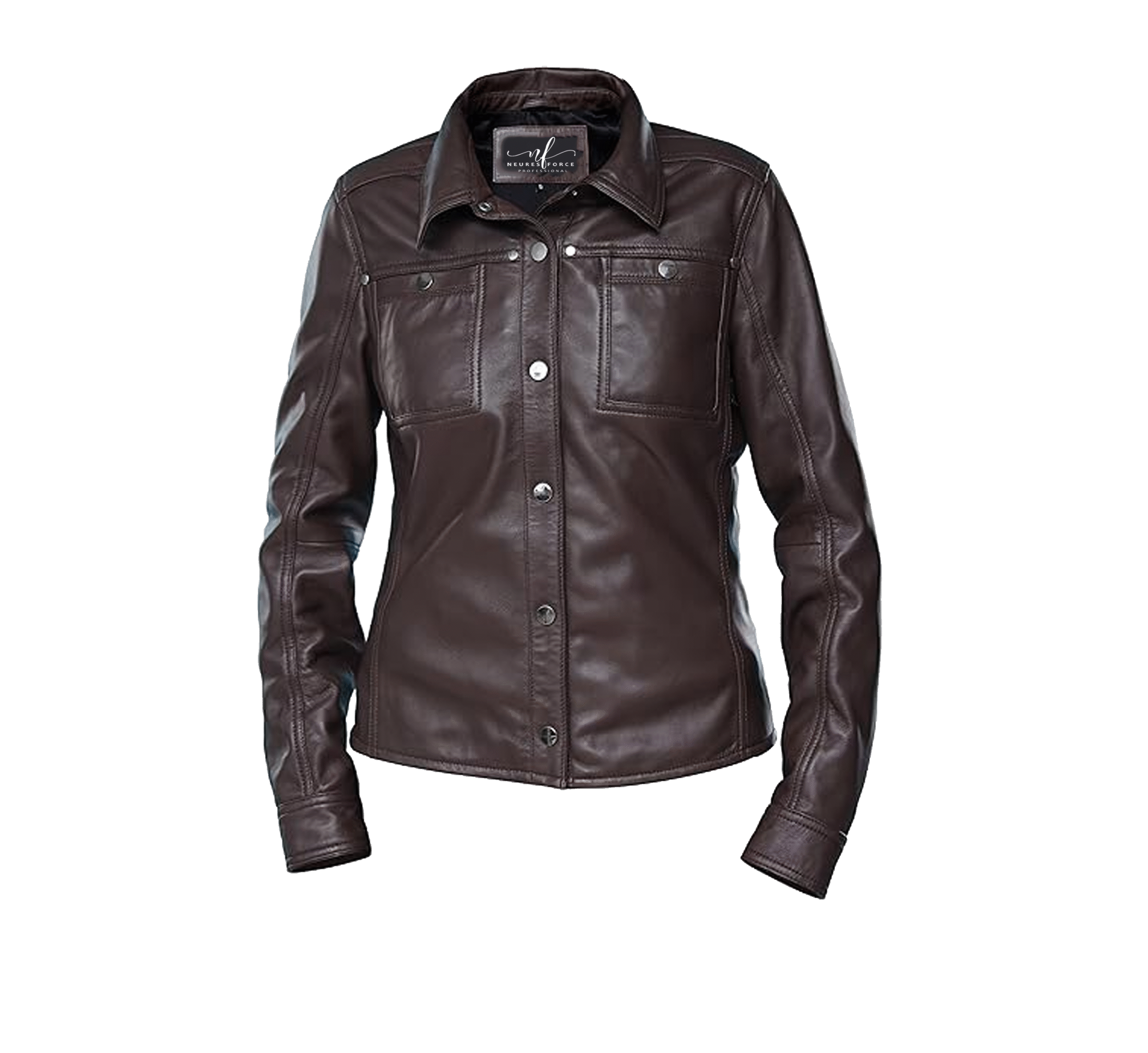 1 Jild Womens Button Front Lambskin Leather Jacket Shacket - Casual Shirt Long Sleeve Leather Jacket Women with Bust - Image 1