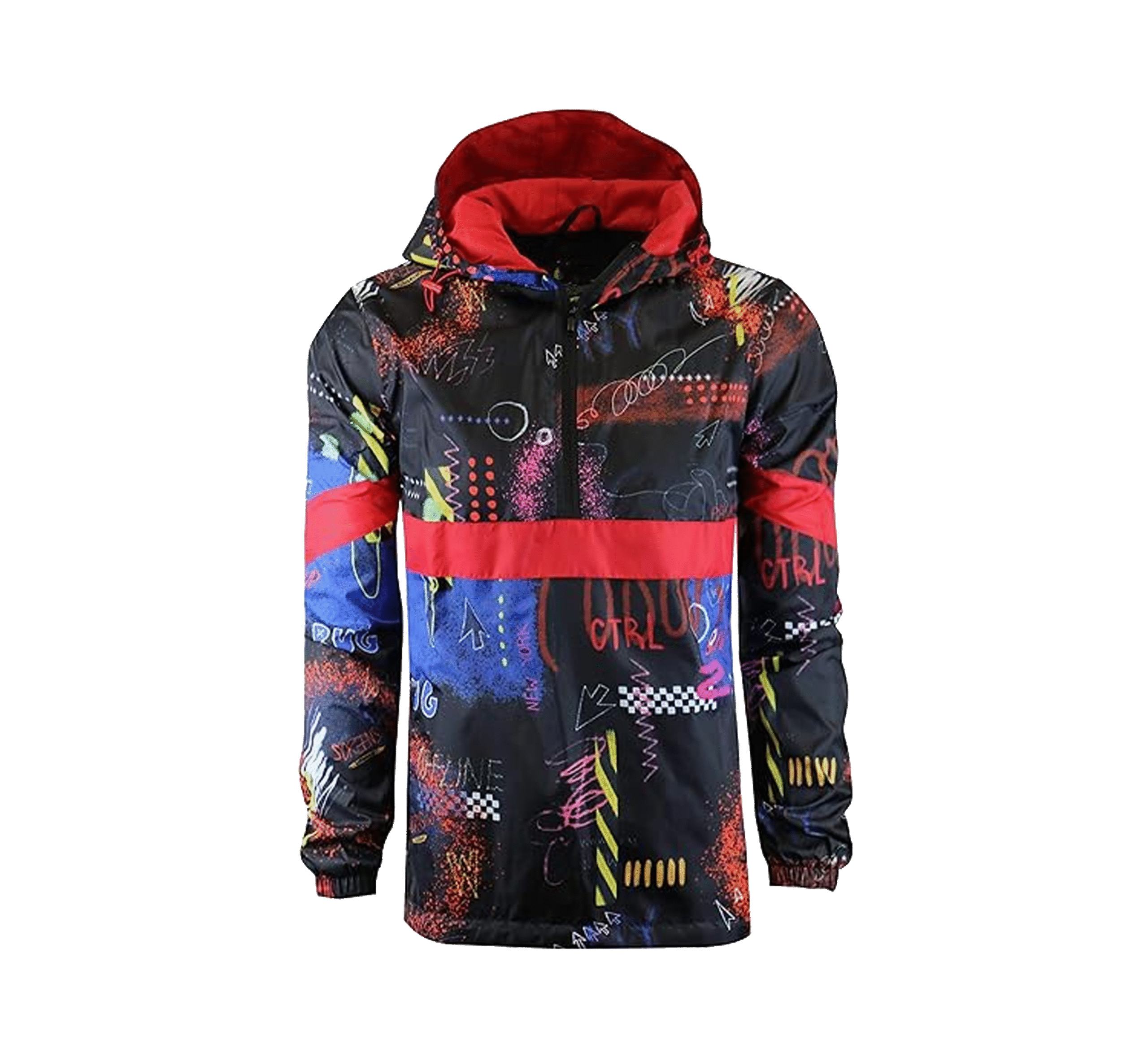 123e Screenshotbrand Lightweight Hooded Water Resistant Windbreaker - Zip-up Fashion Map Print Rain Jacket - Image 1