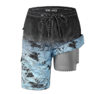 Mens Swim Trunks 9" Board Shorts with Compression Liner Swimsuit Built-in Bathing Suit Quick Dry Swimwear Zipper Pocket