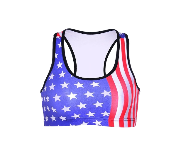 4444 Women's Aerobics Gym Dance Yoga Vest Printed Sports Bra Top Vest - Image 1