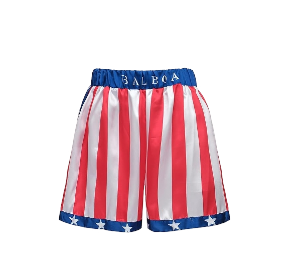 456 American Flag Boxing Shorts Men and Women,Rocky Balboa Costume Adult,Satin Boxer Shorts - Image 1