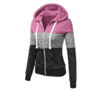 Hoodies for Women Color Block Hooded Sweatshirt Basic Zip-Up Jersey Jacket Long Sleeve Top with Pockets Plus Size - Image 2