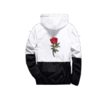 Rexcyril Men's Rose Floral Windbreaker Hooded Jacket Lightweight Casual Full Zip Flower Coat - Image 2