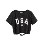 Women's Casual Short Sleeve Graphic Print Tie Dye Crop Top T Shirt