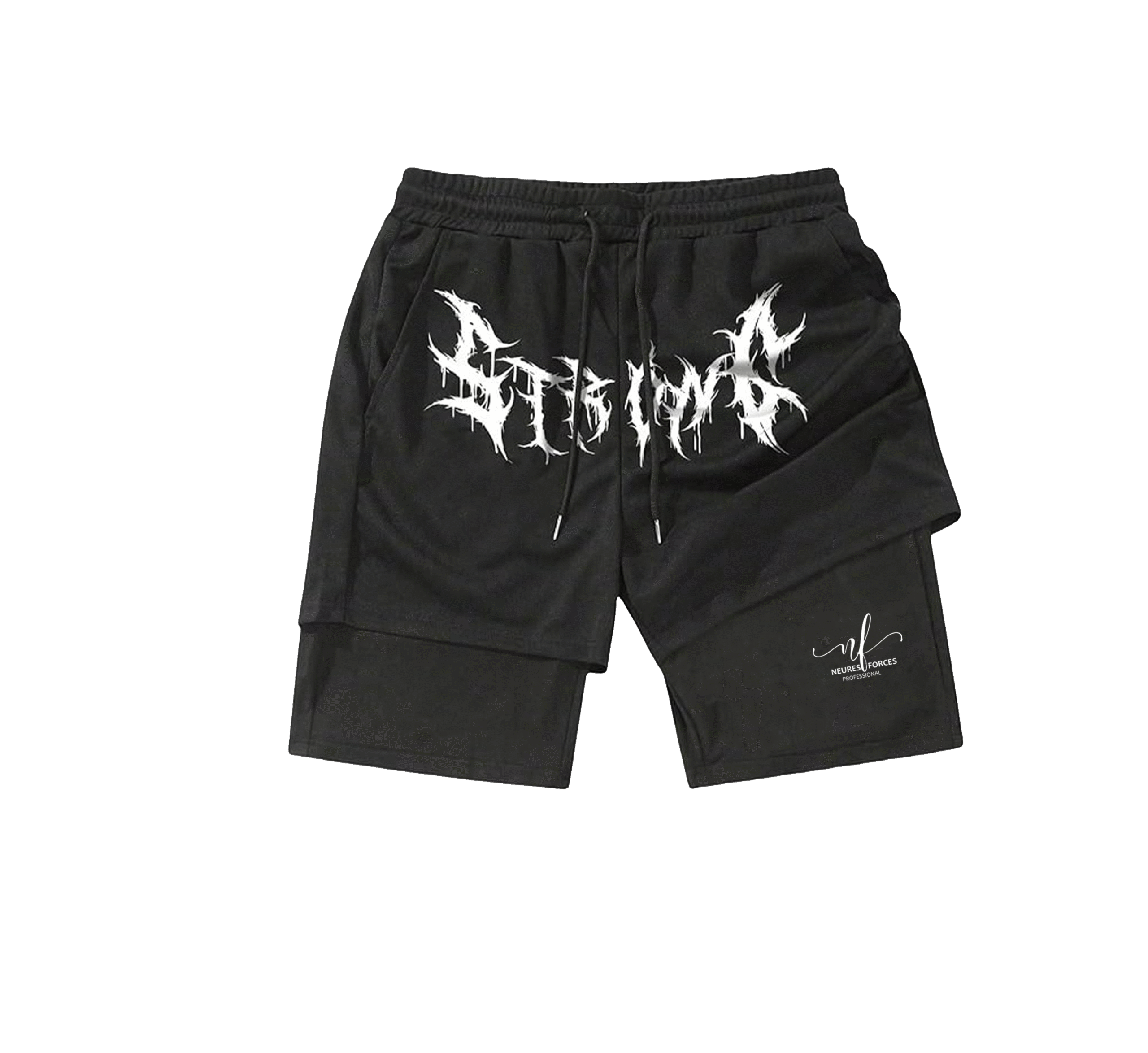 erty Men's 2 in 1 Goth Graphic Drawstring Elastic Waist Shorts Summer Casual Workout Athletic Gym Track Shorts - Image 1