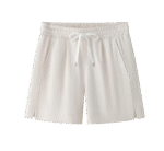 Women's Elastic Waist Knee Length Casual Cotton Bermuda Shorts with Drawstring