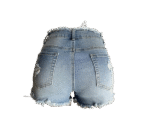 Womens Ripped Denim Shorts Mid Waist Sexy Short Cutoff Distressed - Image 2