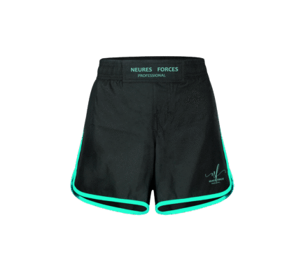 Neures Forces Professional Fighting Shorts – Black with Neon Green Trim