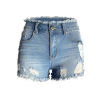 Womens Ripped Denim Shorts Mid Waist Sexy Short Cutoff Distressed