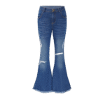Neures Forces Kids Cowgirl Cute Flare Bootcut Jeans Bell Bottoms Jeans for Girls Blue Casual Ripped Denim Pants