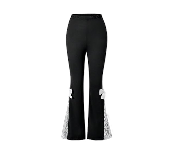 10 Neures Forces Girl's Flare Pants Bow Lace Pants Elastic High Waisted Bell Bottom Trousers - Image 1