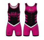 Neures Forces Wrestling Singlet – USA Olympic Edition (Black & Pink)