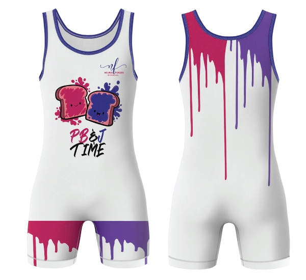 23er4tyt NeuresForces PB&J Time Wrestling Singlet – Fun Peanut Butter & Jelly Design - Image 1