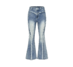 Neures Forces Girl's Y2k Flare Jeans Frayed Hem Star Print Bell Bottom Vintage Jeans Denim Pants