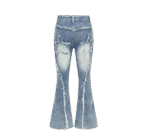 Neures Forces Girl's Y2k Flare Jeans Frayed Hem Star Print Bell Bottom Vintage Jeans Denim Pants - Image 2
