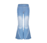 Neures Forces Kids Cowgirl Cute Flare Bootcut Jeans Bell Bottoms Jeans for Girls Blue Casual Ripped Denim Pants