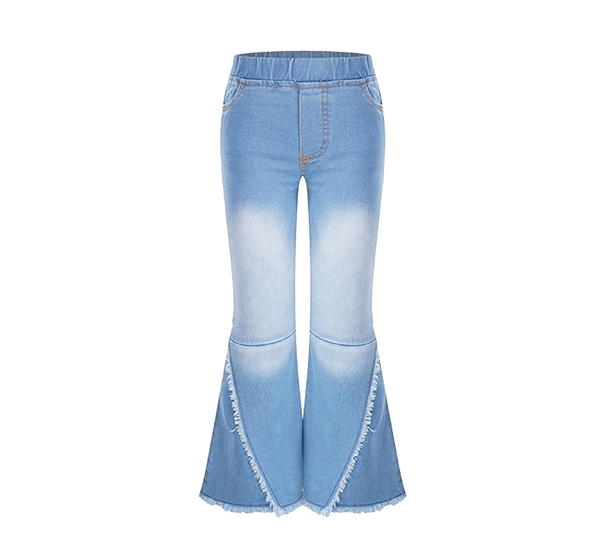 4 Neures Forces Kids Cowgirl Cute Flare Bootcut Jeans Bell Bottoms Jeans for Girls Blue Casual Ripped Denim Pants - Image 1