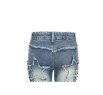 Neures Forces Girl's Y2k Flare Jeans Frayed Hem Star Print Bell Bottom Vintage Jeans Denim Pants - Image 4