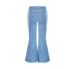 Neures Forces Kids Cowgirl Cute Flare Bootcut Jeans Bell Bottoms Jeans for Girls Blue Casual Ripped Denim Pants - Image 2