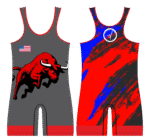 NeuresForces Red Bull Wrestling Singlet | USA Flag Design | Men’s & Youth Competition Suit