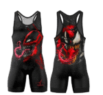 NeuresForces Venom Carnage Wrestling Singlet | Men’s & Youth Superhero Style Wrestling Gear | Black & Red