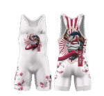 NeuresForces Samurai Venom Wrestling Singlet | Men’s & Youth Performance Wrestling Suit | White & Red Japanese Style