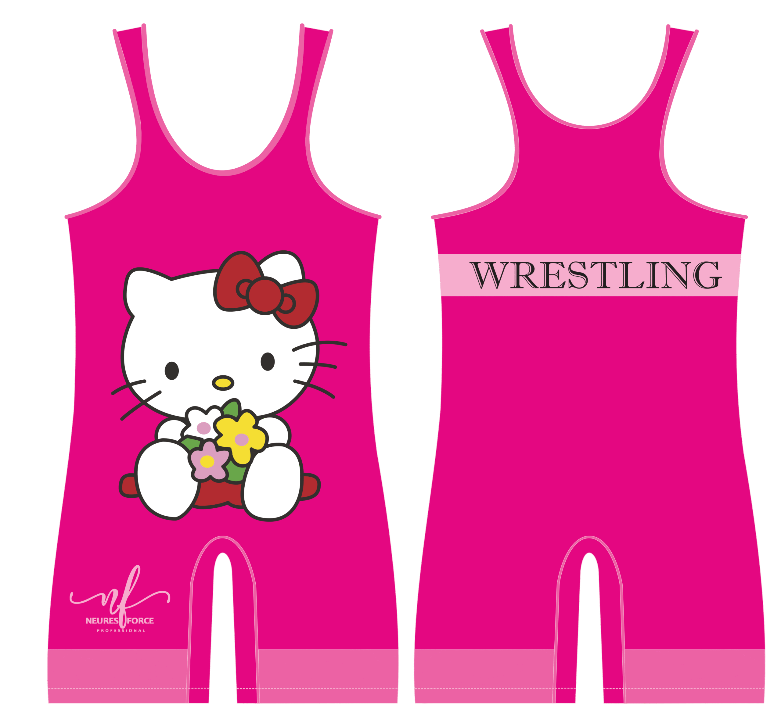 qqqqq NeuresForces Pink Kitty Wrestling Singlet | Kids & Girls Training Gear - Image 1